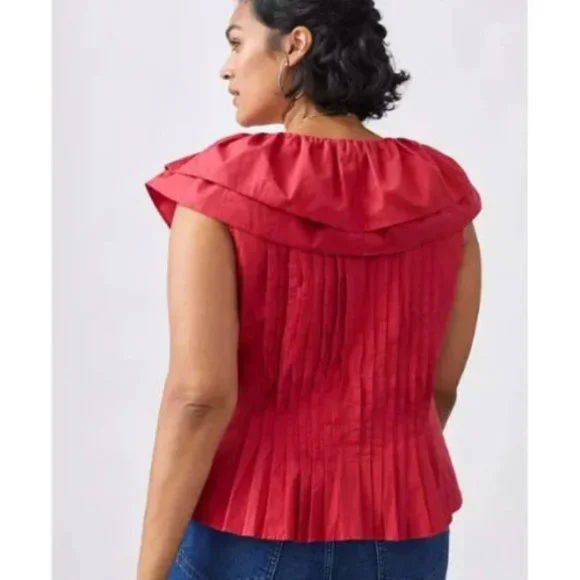 NWT Anthropologie Pintucked Ruffle Blouse | 2X - Picture 2 of 6